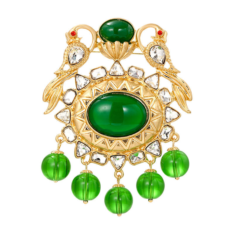 Peacock Tassel Rhinestone Brooch PA4619