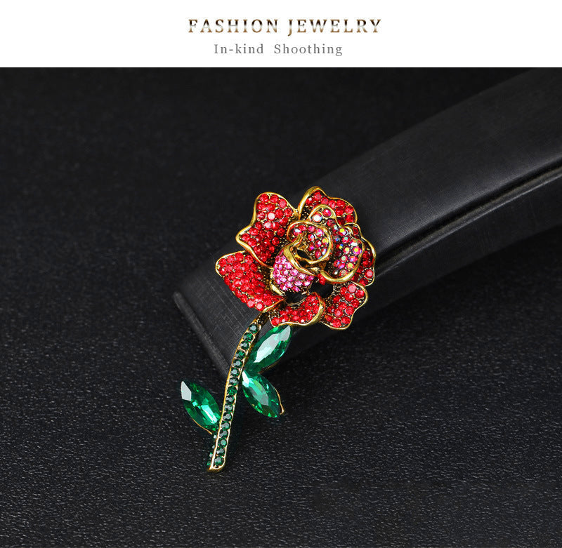 Rose Rinestone Brooch PA4622