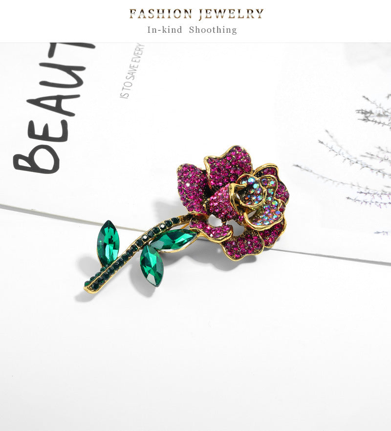 Rose Rinestone Brooch PA4622