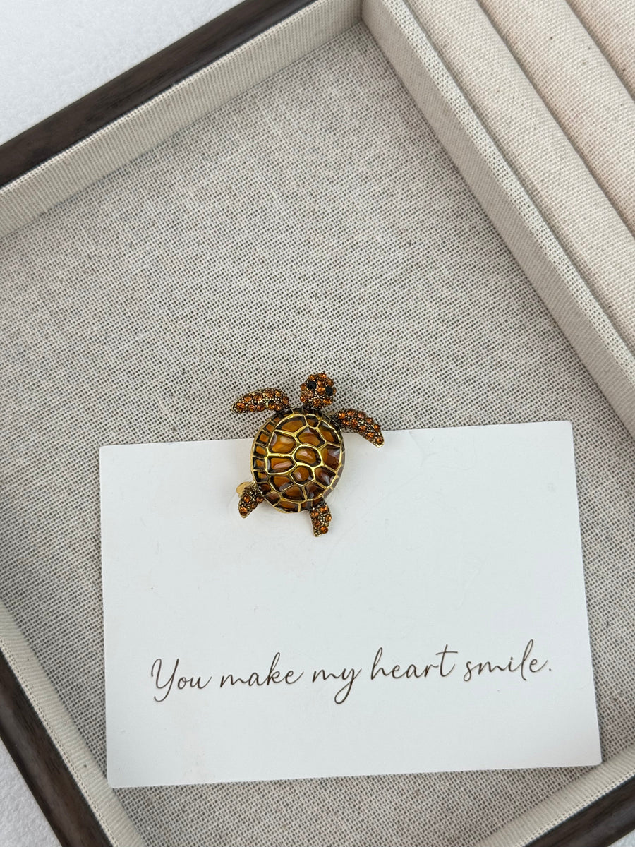 Sea Turtle Rhinestone Brooch PA4625