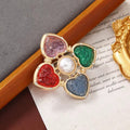 Cross Heart Rhinestone Brooch PA4642