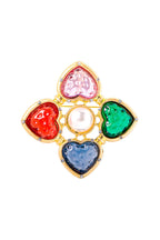 Cross Heart Rhinestone Brooch PA4642