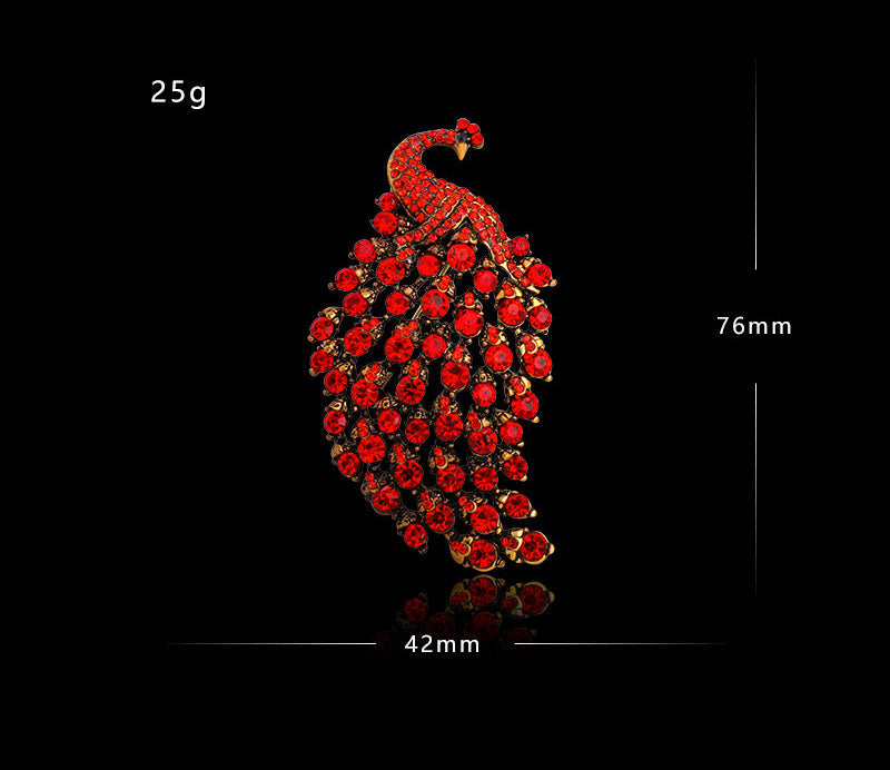 Elegant Rhinestone Peacock Brooch PA4660 - view 4