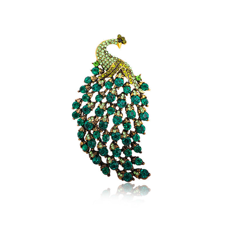 Elegant Rhinestone Peacock Brooch PA4660 - view 5