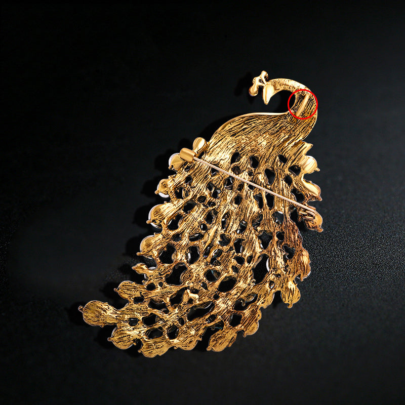 Elegant Rhinestone Peacock Brooch PA4660 - view 6