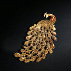 Elegant Rhinestone Peacock Brooch PA4660 - view 6