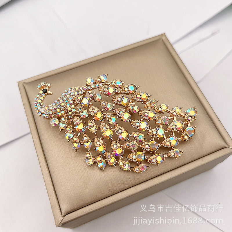 Elegant Rhinestone Peacock Brooch PA4660 - view 3