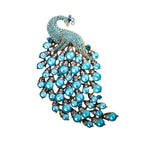 Elegant Rhinestone Peacock Brooch PA4660 - view 2