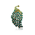 Elegant Rhinestone Peacock Brooch PA4660 - view 8