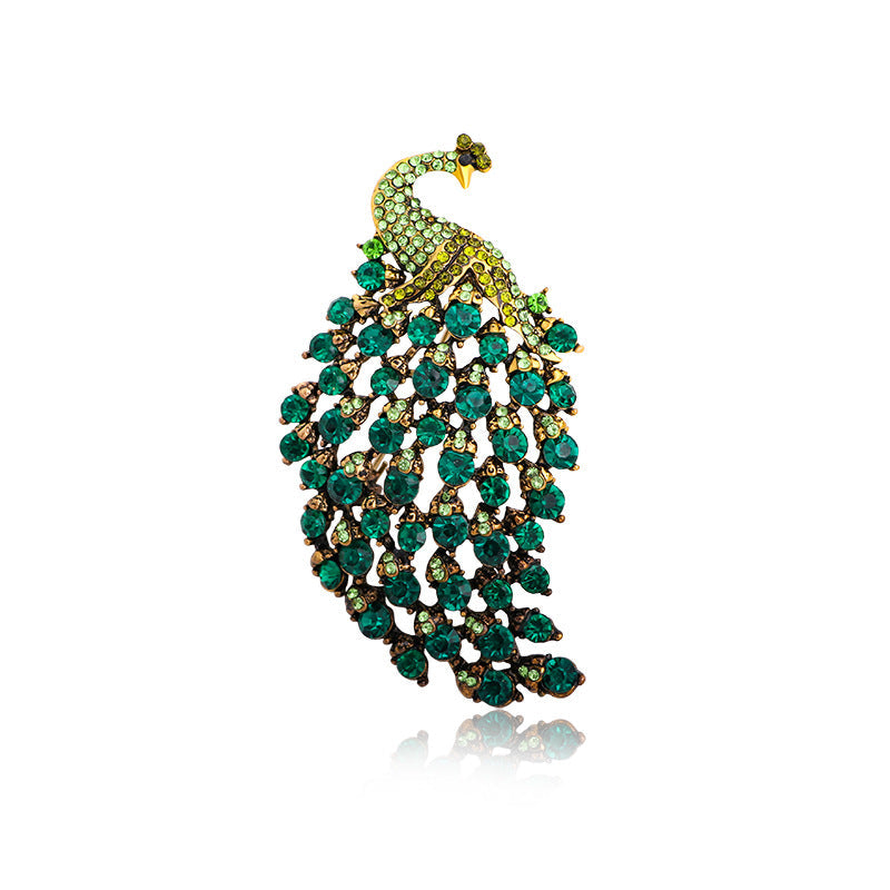 Elegant Rhinestone Peacock Brooch PA4660