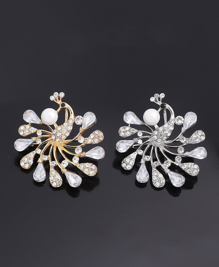 Peacock Rhinestone Brooch PA4661