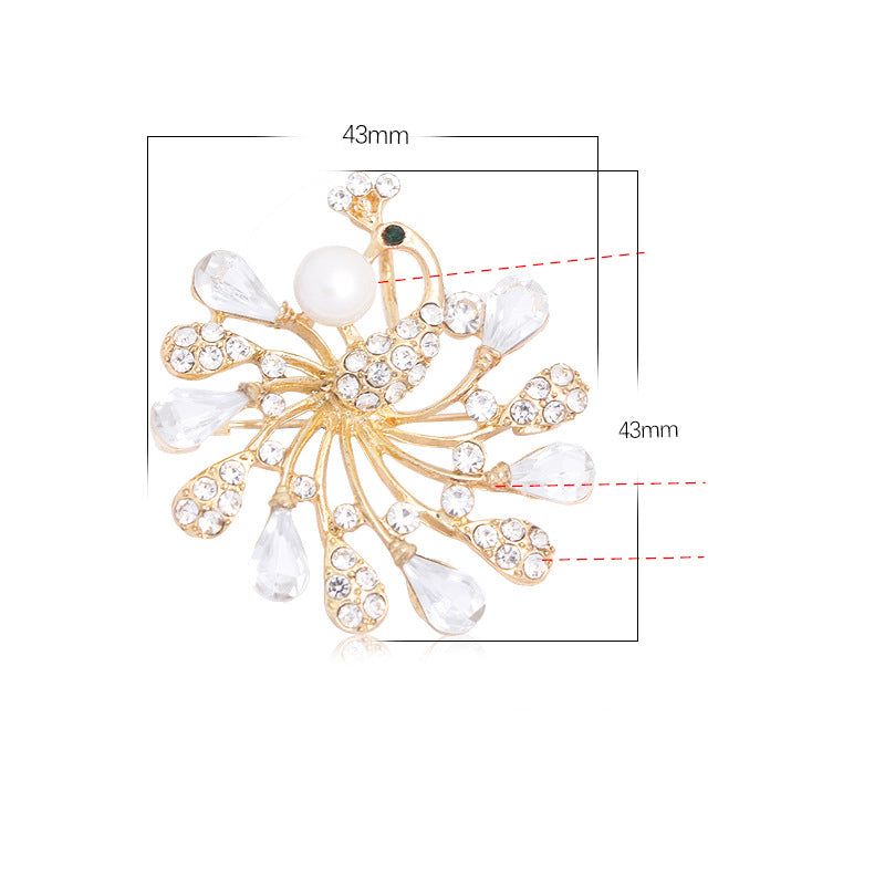 Peacock Rhinestone Brooch PA4661