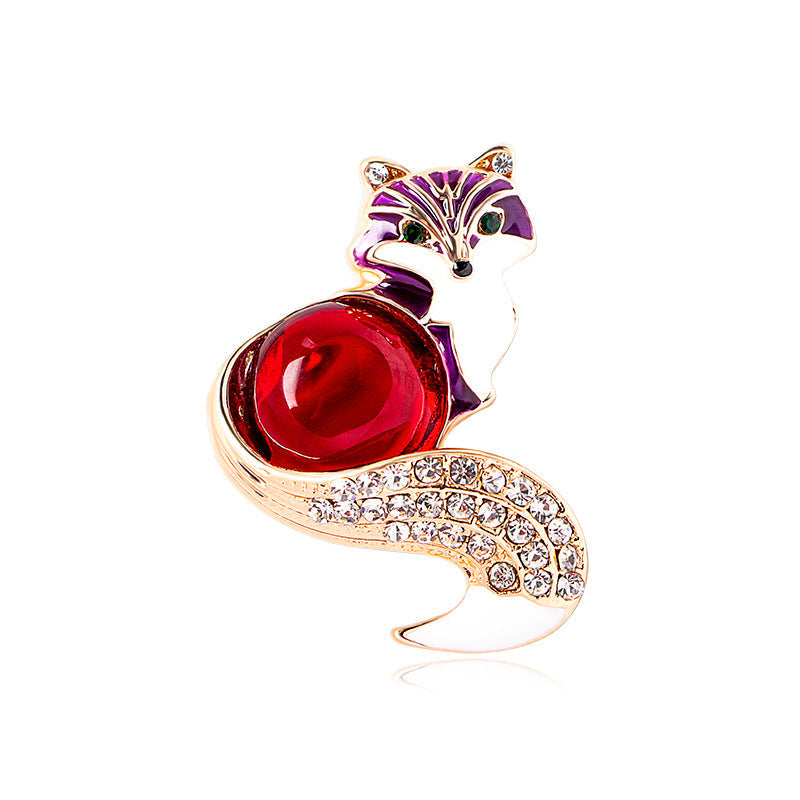 Fox Rhinestone Brooch PA4669