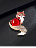 Fox Rhinestone Brooch PA4669