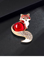 Fox Rhinestone Brooch PA4669