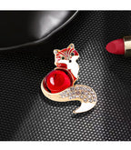 Fox Rhinestone Brooch PA4669