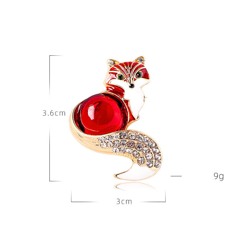 Fox Rhinestone Brooch PA4669