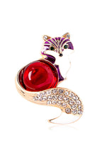Fox Rhinestone Brooch PA4669
