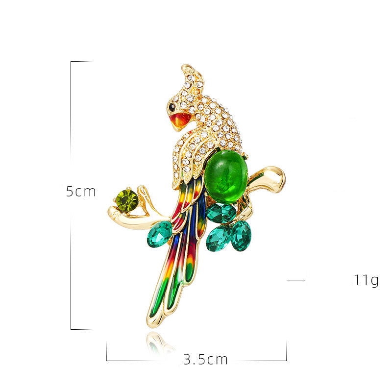 Parrot Bird Rhinestone Brooch PA4674
