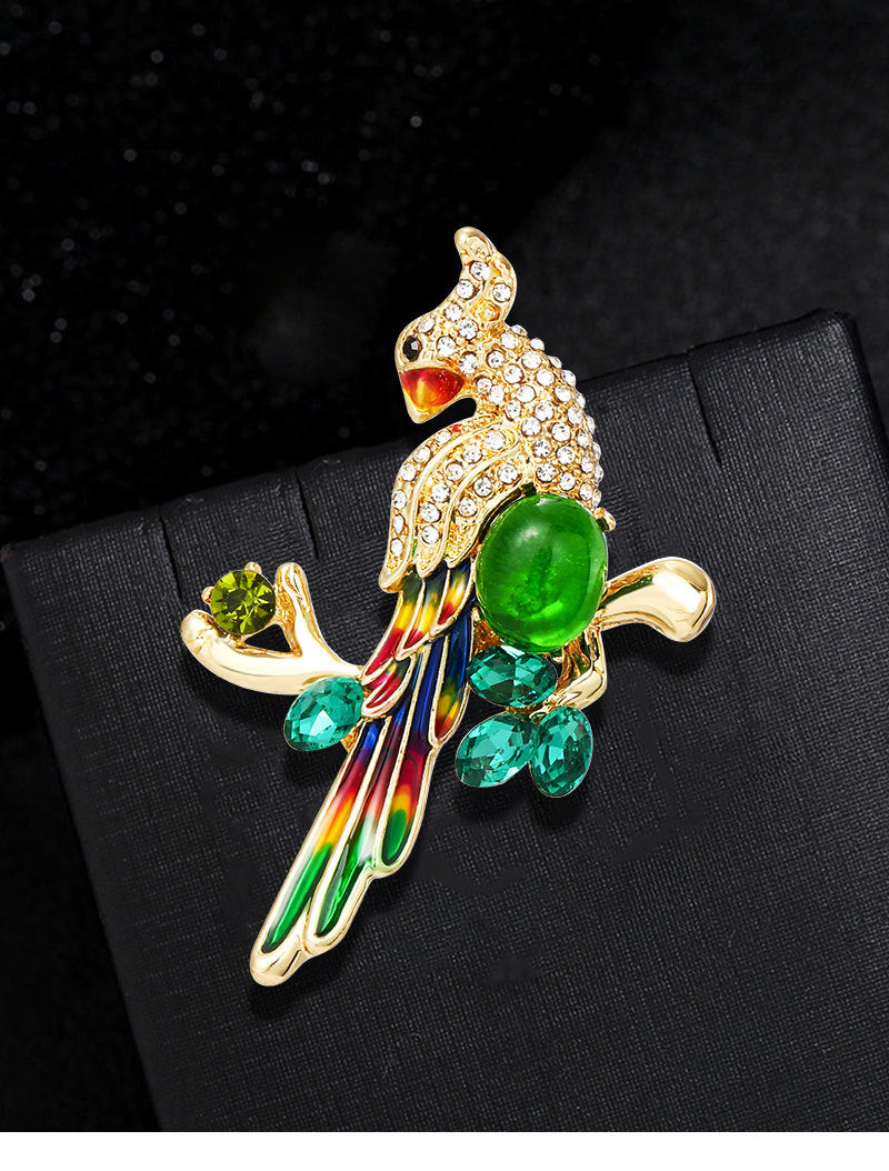 Parrot Bird Rhinestone Brooch PA4674