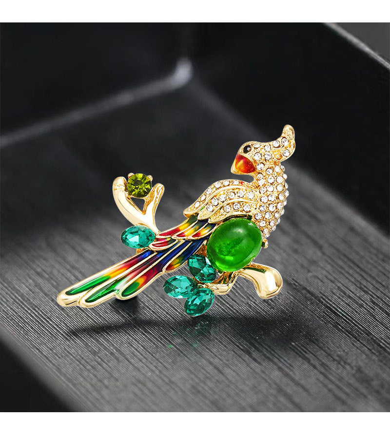 Parrot Bird Rhinestone Brooch PA4674