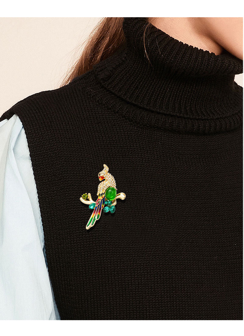 Parrot Bird Rhinestone Brooch PA4674