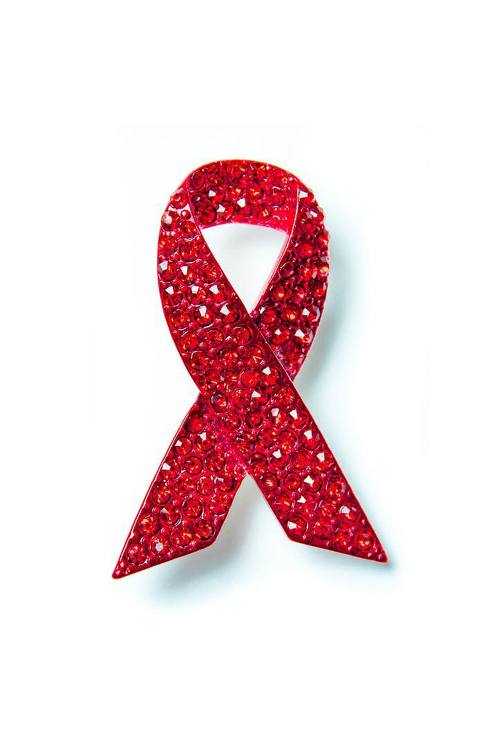 Red Ribbon Rhinestone Brooch PA4677