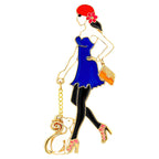 Girl With Cat Alloy Brooch PA4690