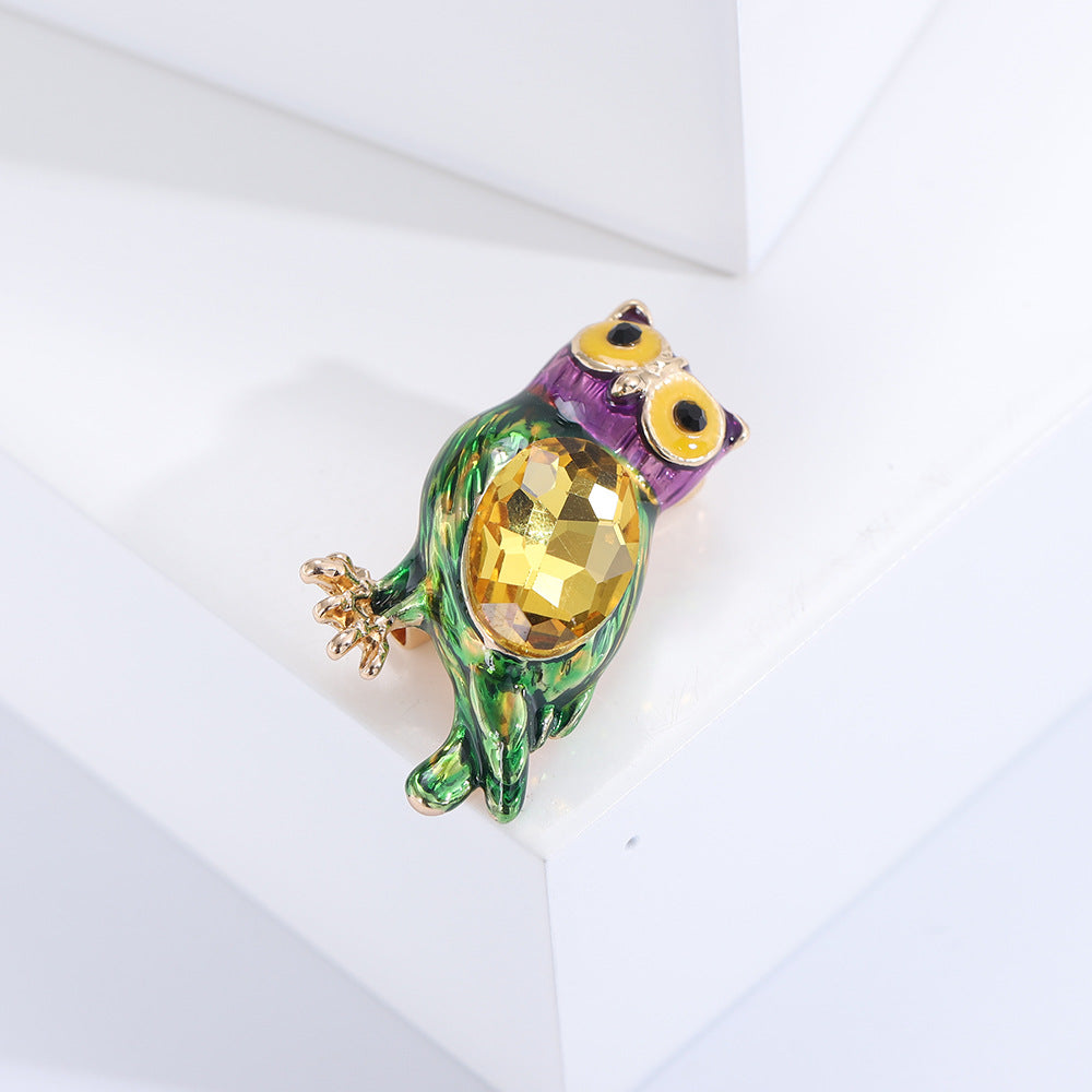 Owl Rhinestone Brooch PA4695