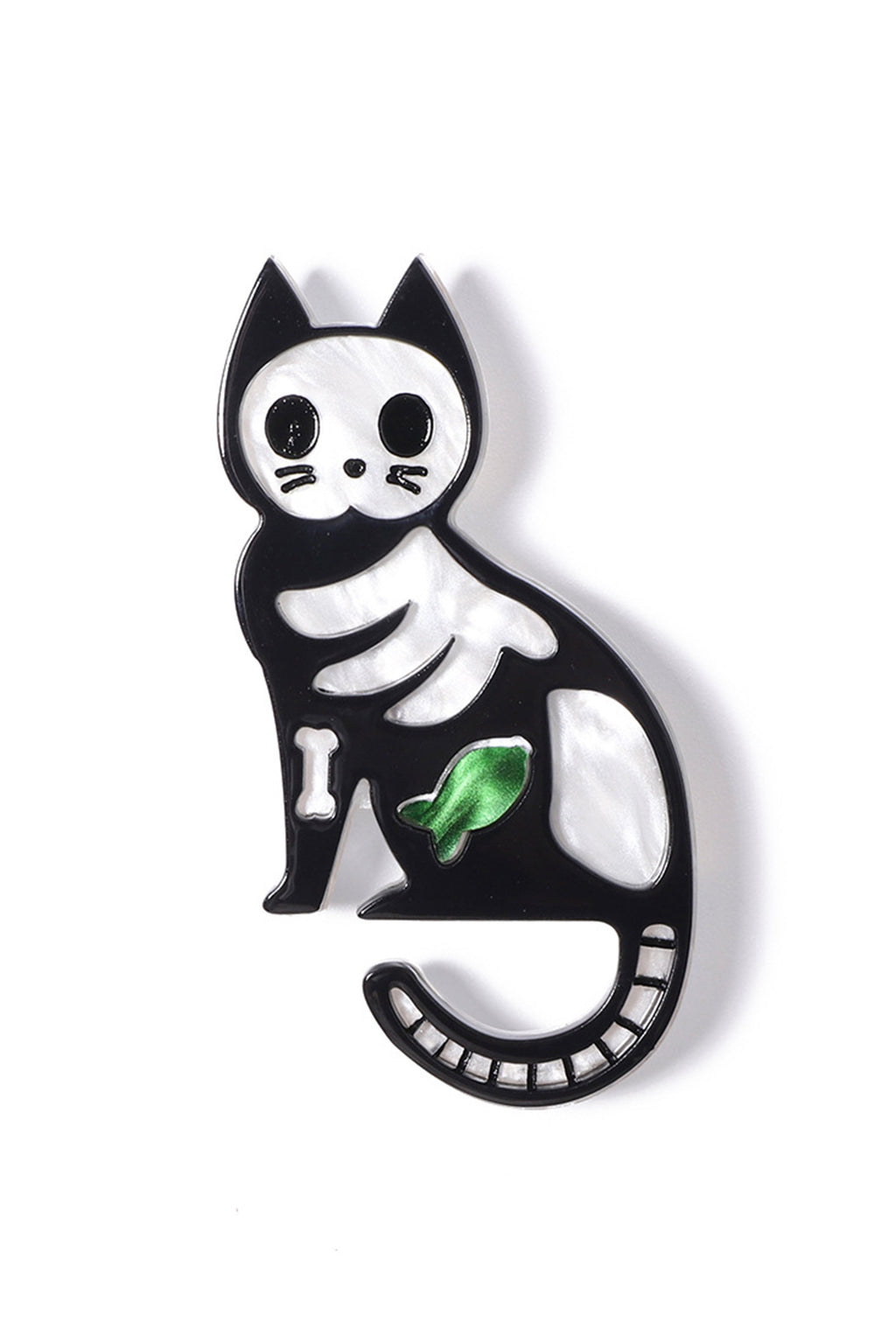 Cat Skeleton Acrylic Brooch PA4708
