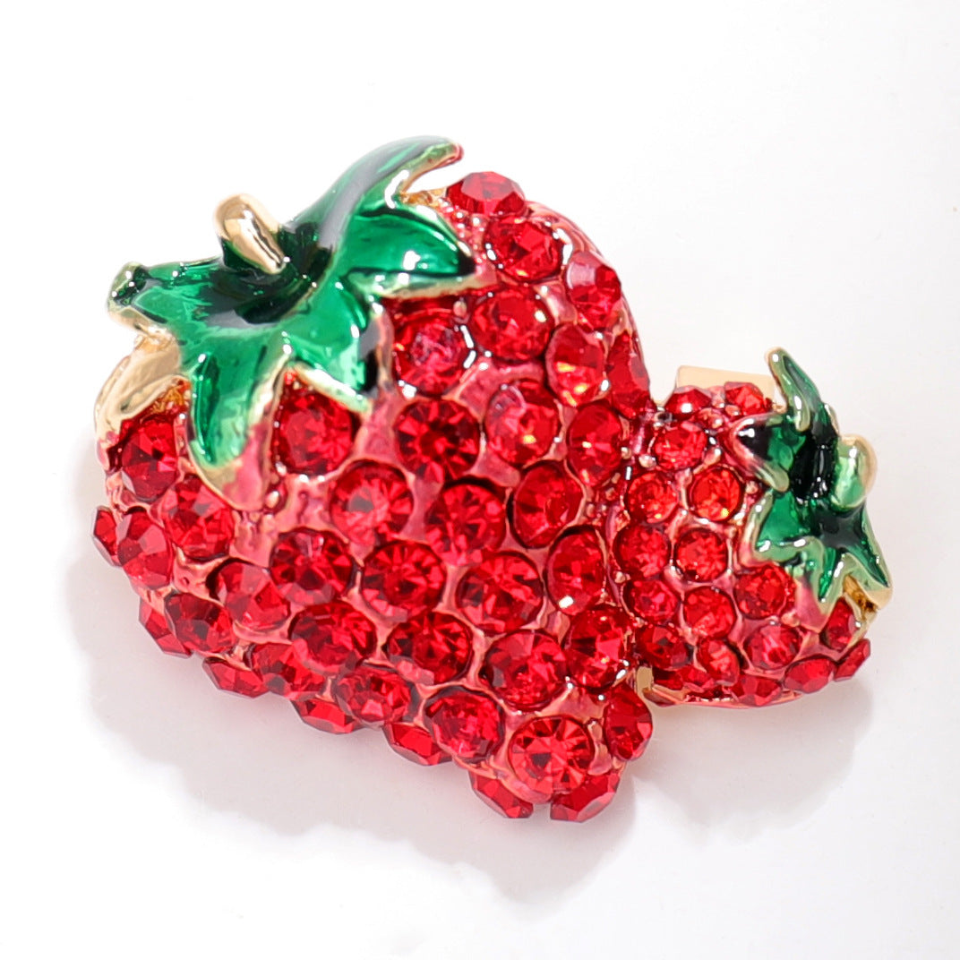 Strawberry Rhinestone Brooch PA4736