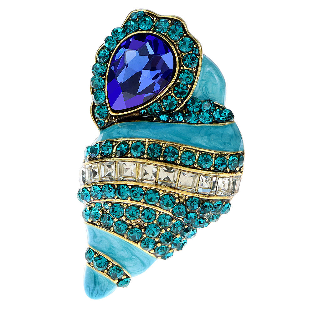 Shell Rhinestone Brooch PA4769