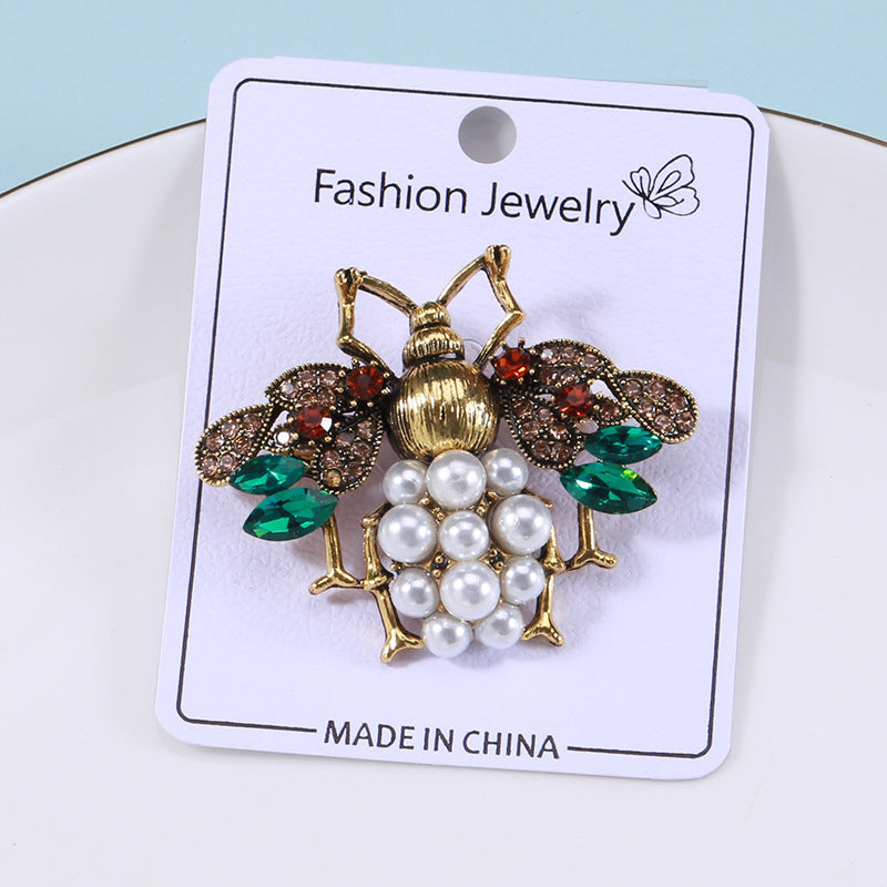 Bee Pearl Rhinestone Brooch PA4775