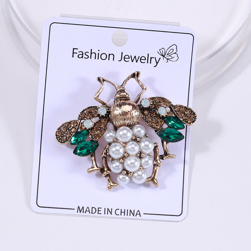 Bee Pearl Rhinestone Brooch PA4775