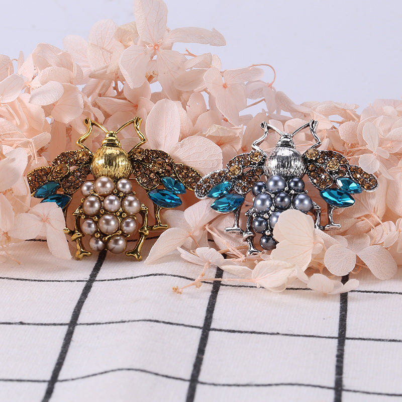 Bee Pearl Rhinestone Brooch PA4775