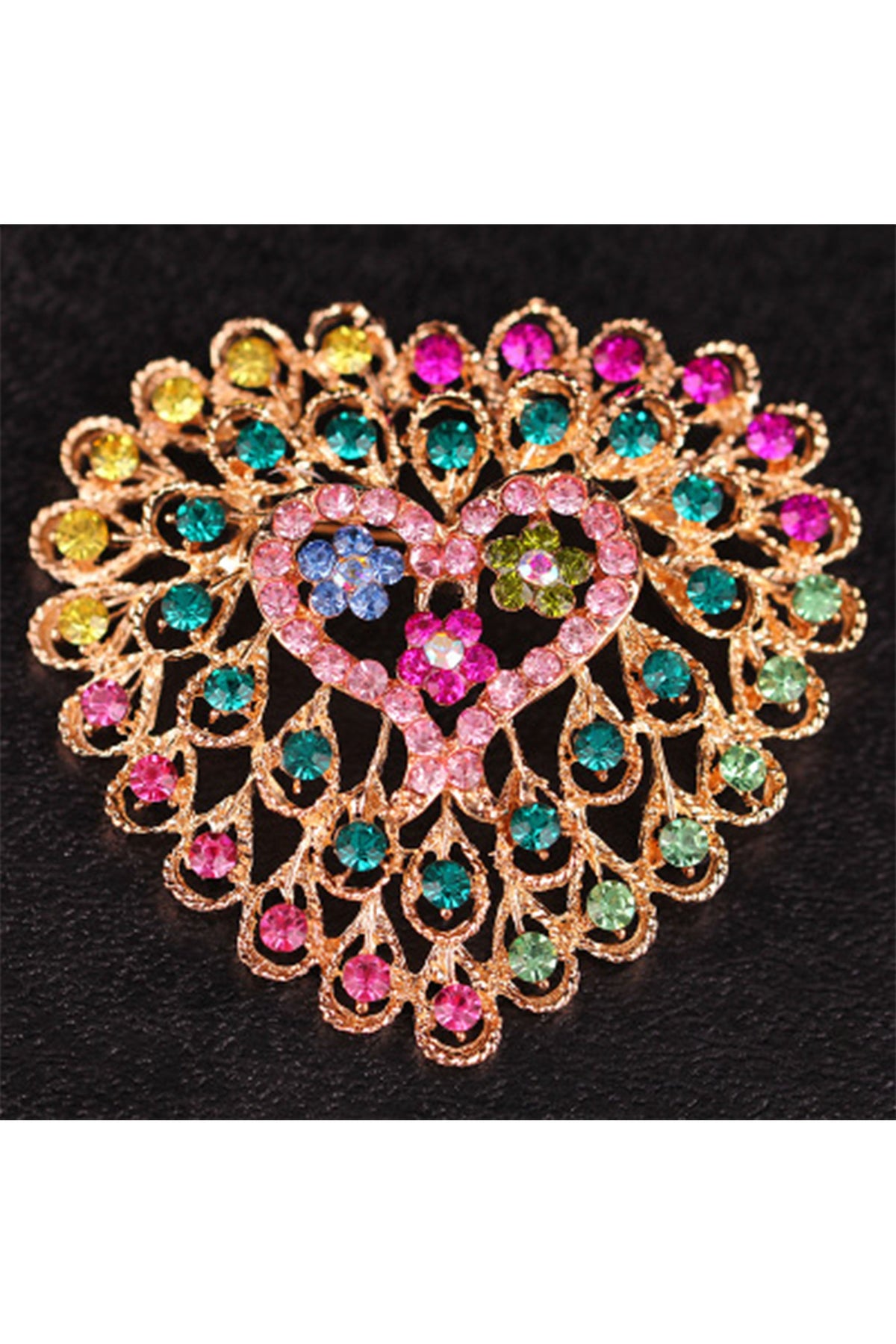 Heart Rhinestone Brooch PA4834