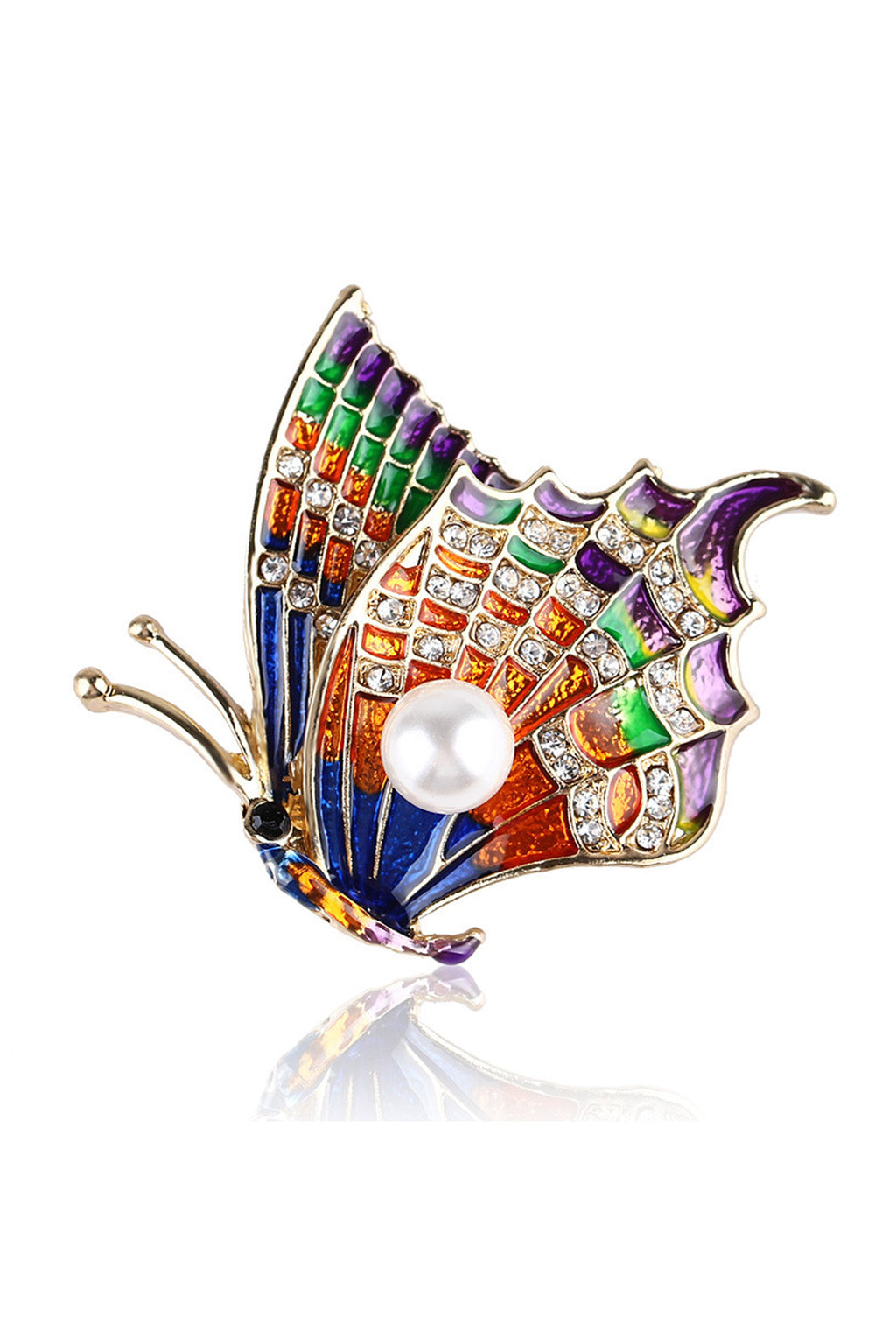 Butterfly Pearl Rhinestone Brooch PA4840
