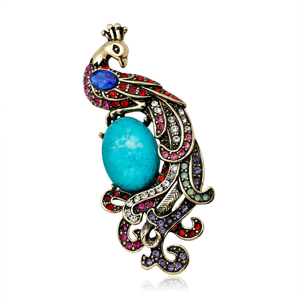 Peacock Rhinestone Brooch PA4853