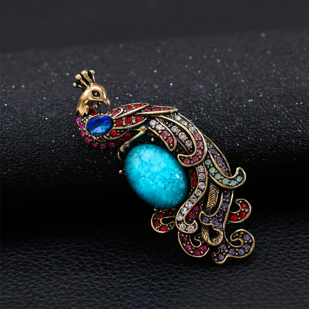 Peacock Rhinestone Brooch PA4853