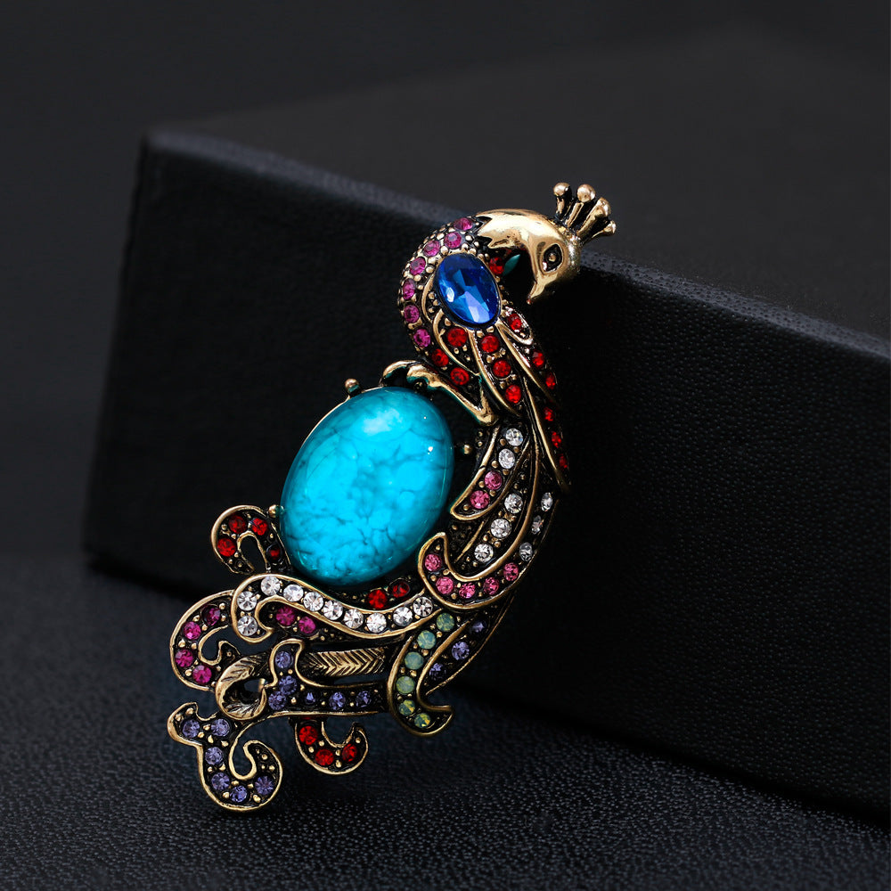 Peacock Rhinestone Brooch PA4853