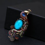 Peacock Rhinestone Brooch PA4853