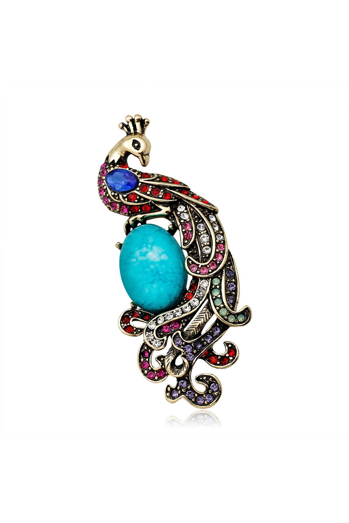 Peacock Rhinestone Brooch PA4853