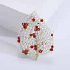 Pearl Rhinestone Leaf Brooch PA4908