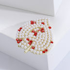 Pearl Rhinestone Leaf Brooch PA4908