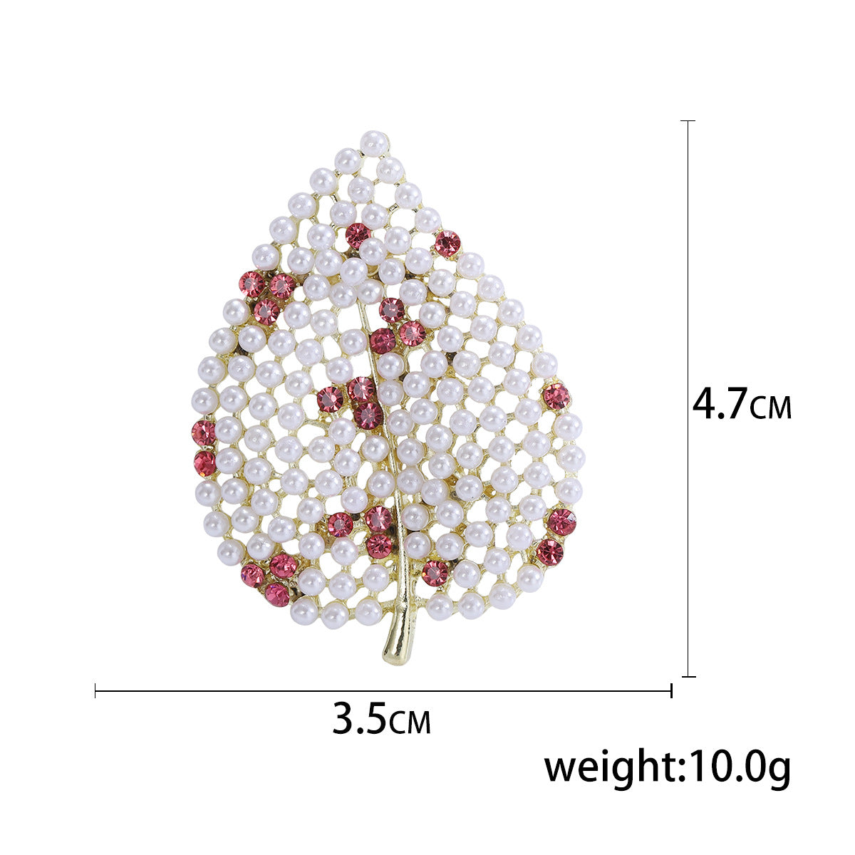 Pearl Rhinestone Leaf Brooch PA4908