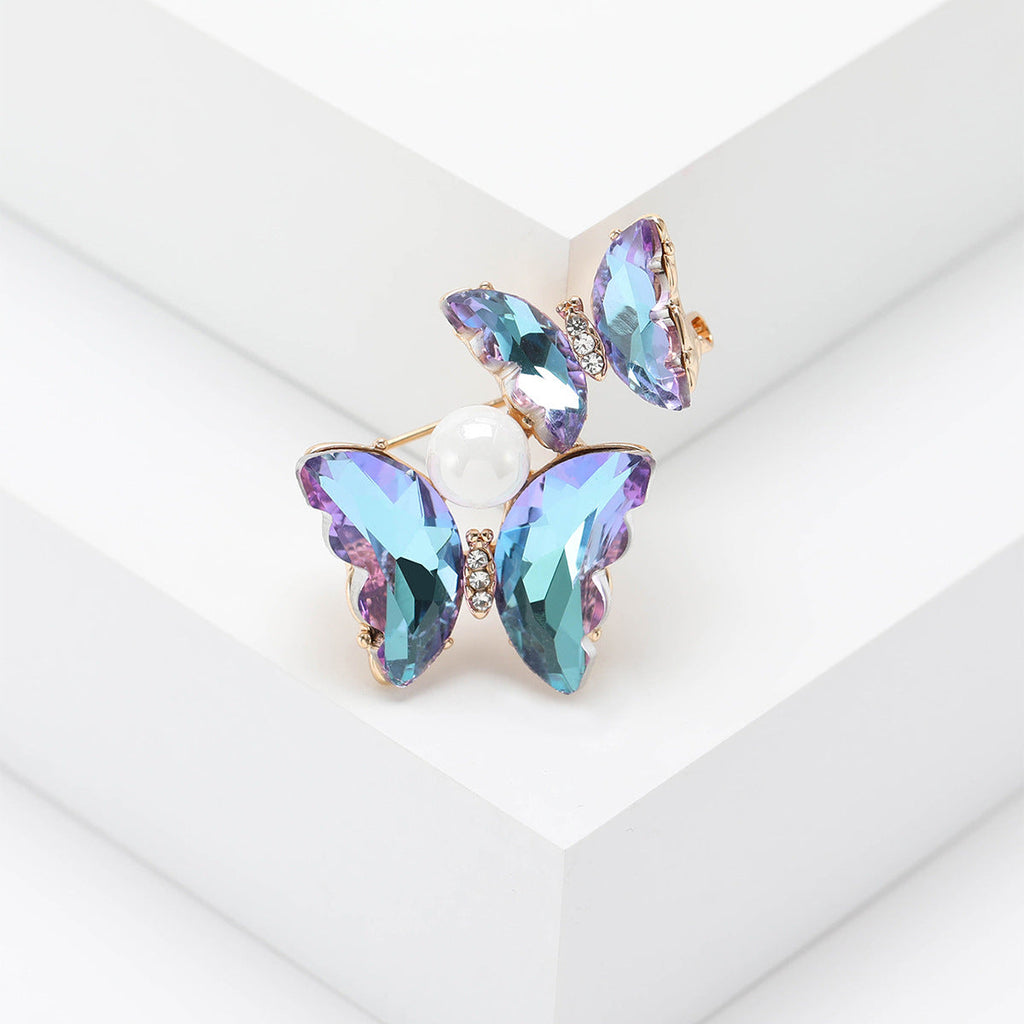 Two Butterfly Rhinestone Brooch PA4912