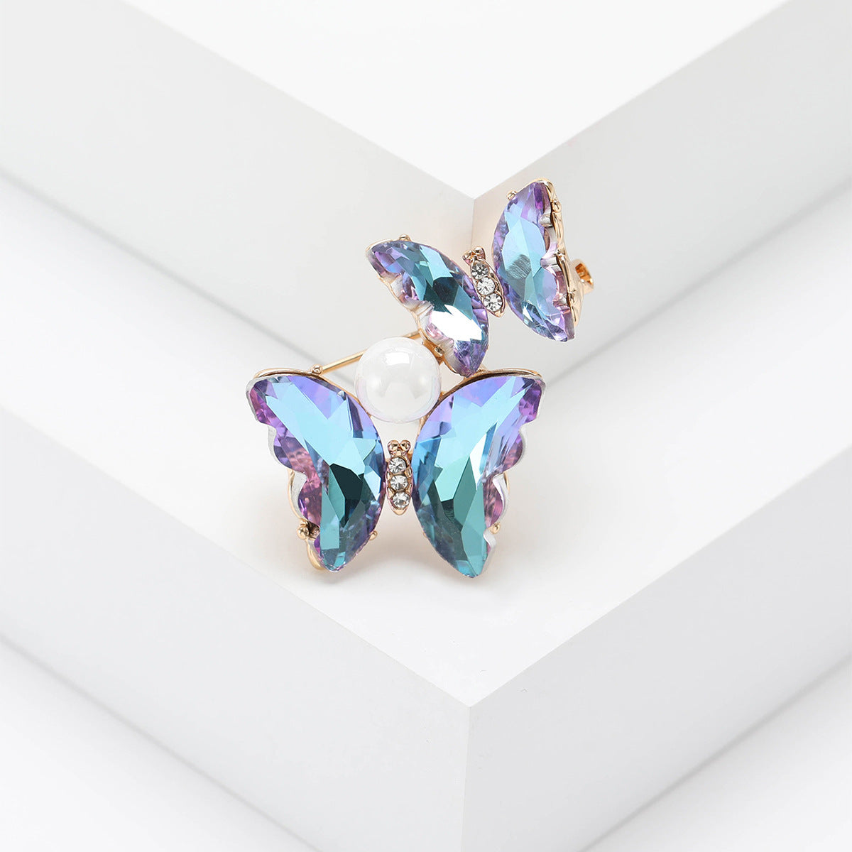 Two Butterfly Rhinestone Brooch PA4912