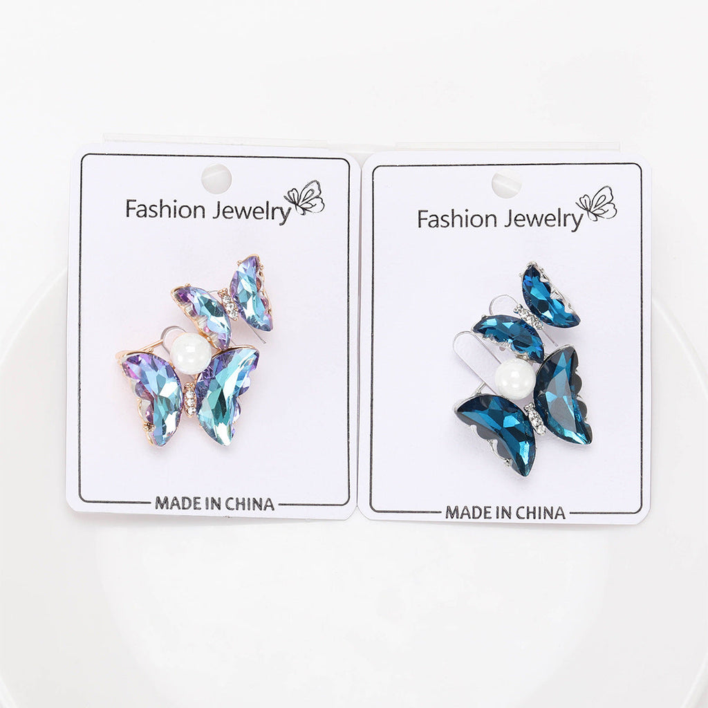 Two Butterfly Rhinestone Brooch PA4912