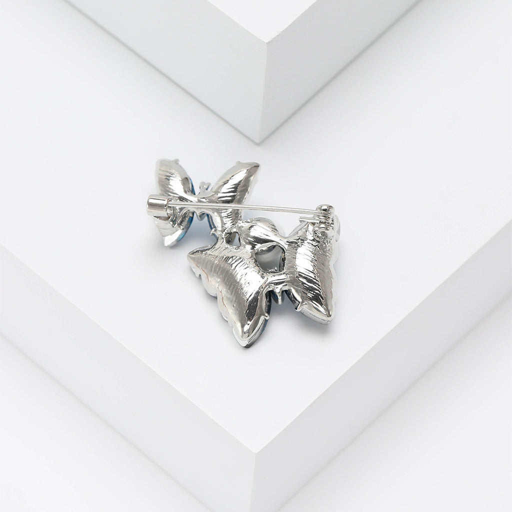 Two Butterfly Rhinestone Brooch PA4912