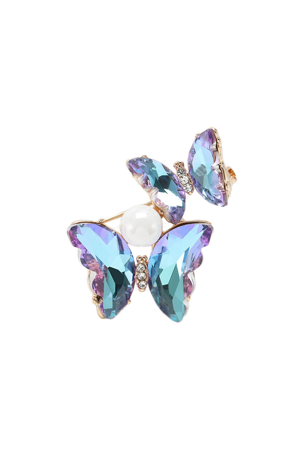 Two Butterfly Rhinestone Brooch PA4912